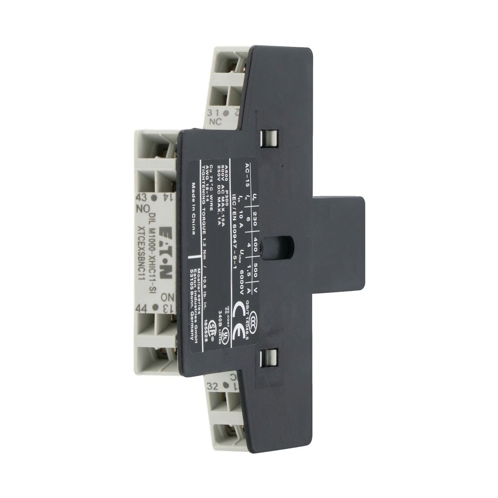 Eaton Auxiliary Contact, 2 Contact, 1 N/C, 1 N/O, Side Mount, DILM