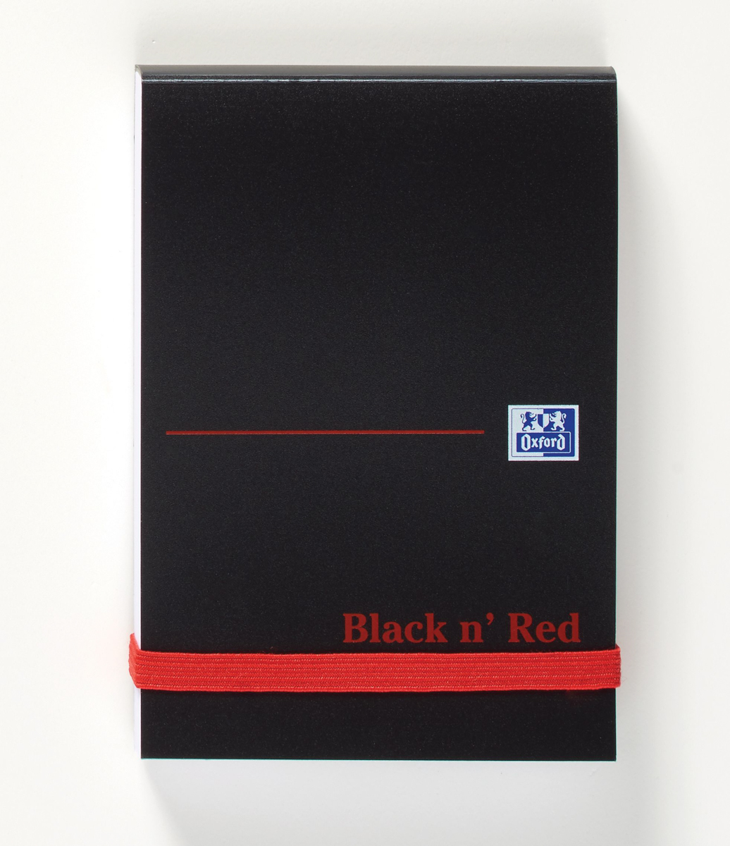 Black n Red A7 Casebound Hardcover Notepad, 96 Plain Sheets