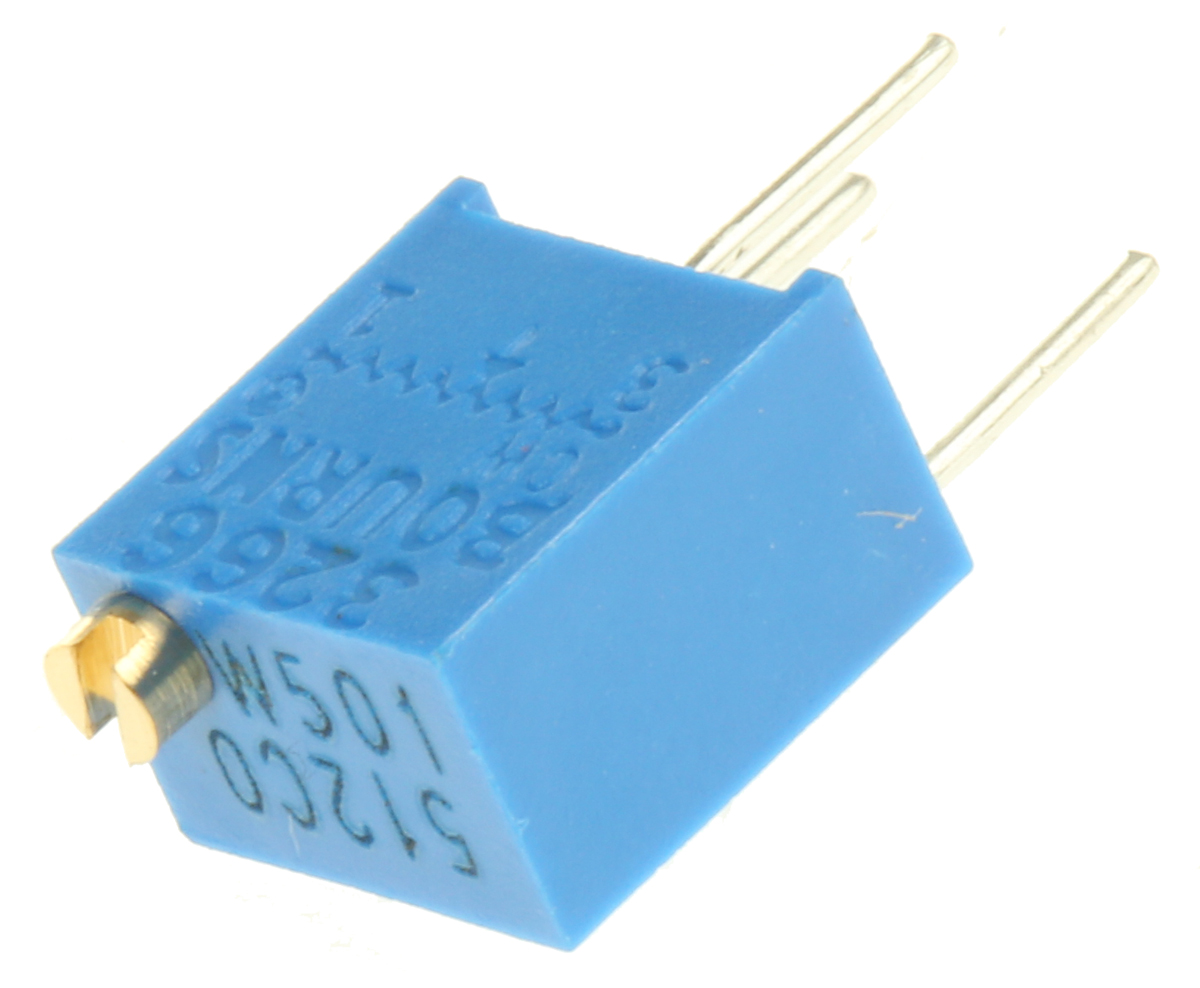 500Ω, Through Hole Trimmer Potentiometer 0.25W Top Adjust Bourns, 3266