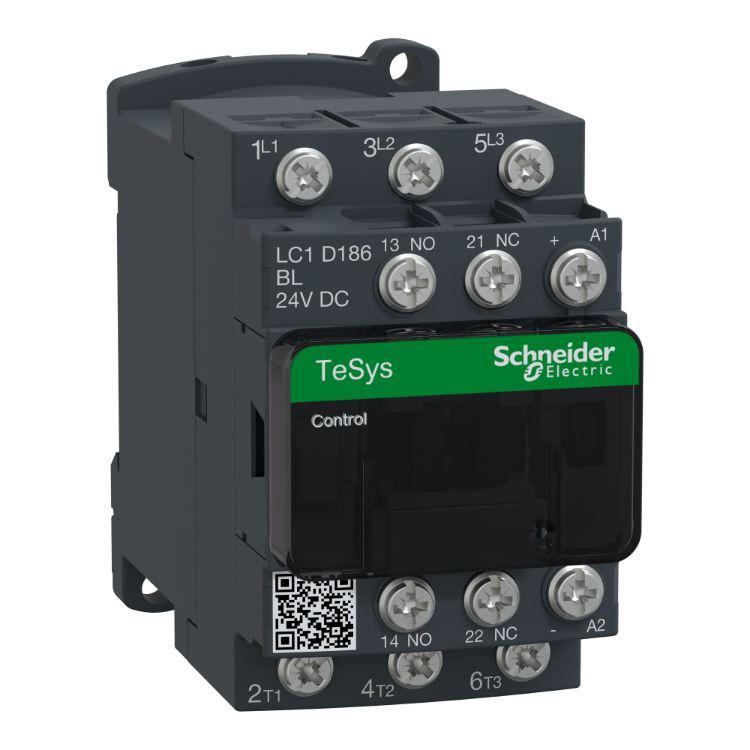 Schneider Electric LC1D Contactor, 24 V dc Coil, 3-Pole, 18 A, 7.5 kW 24 V, 1 NO/1 NC, 440V