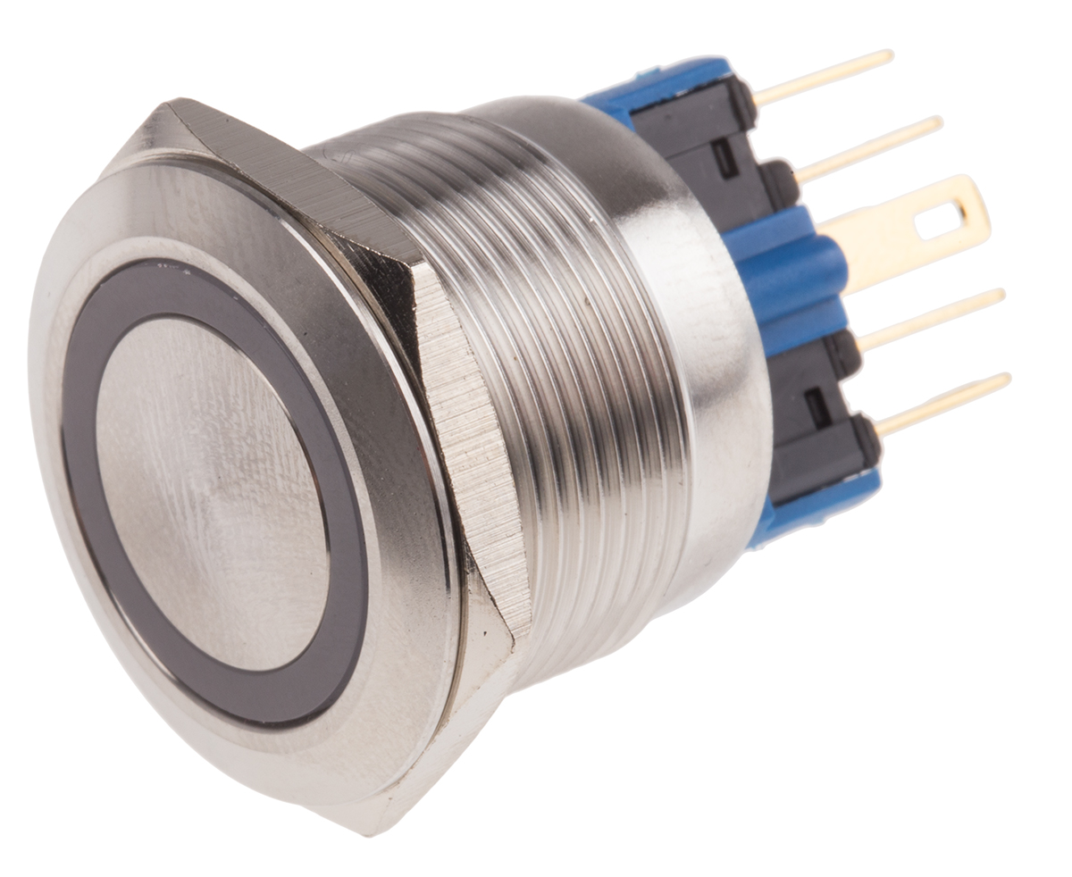 RS PRO Illuminated Push Button Switch, Momentary, Panel Mount, 22mm Cutout, SPDT, Red LED, 250V ac, IP65, IP67