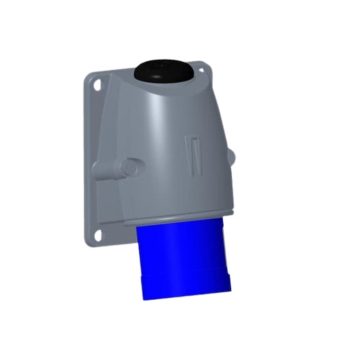 Amphenol Industrial, 2CMA1 IP44 Blue Wall Mount 3P+E Angled Industrial Power Plug, Rated At 16A, 250 V