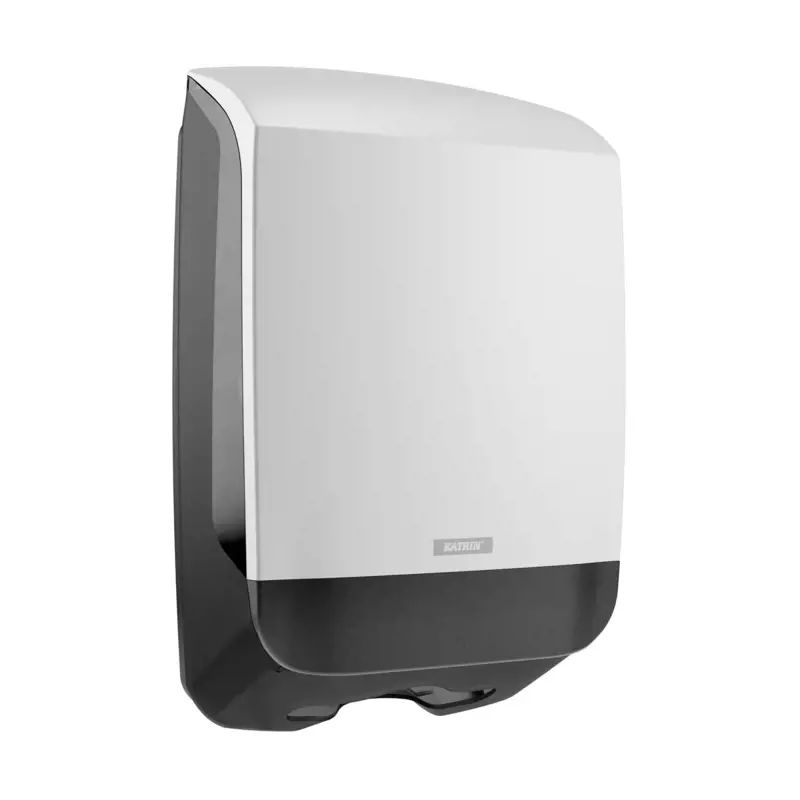 Katrin Plastic White/Black Rolled Hand Towel Dispenser Towel Dispenser, 142mm x 445mm x 301mm