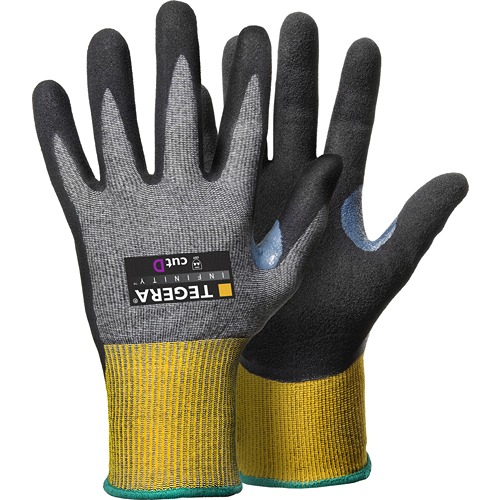 Tegera Black, Yellow Elastane, Fibreglass Thread, High Performance Polyethylene, Nylon Work Gloves