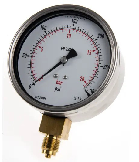 RS PRO G 3/8 Analogue Pressure Gauge 300psi Bottom Entry 100mm Outside Diameter, With RS Calibration