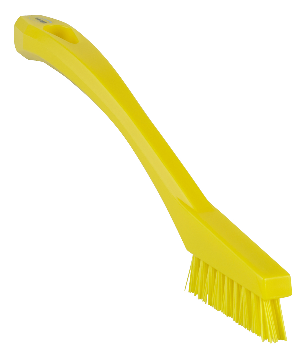 Vikan Extra Hard Bristle Yellow Scrubbing Brush, 15mm bristle length, PET bristle material
