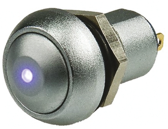 APEM Illuminated Push Button Switch, Latching, Panel Mount, 12.9mm Cutout, SPST, Blue LED, 24V dc, IP67