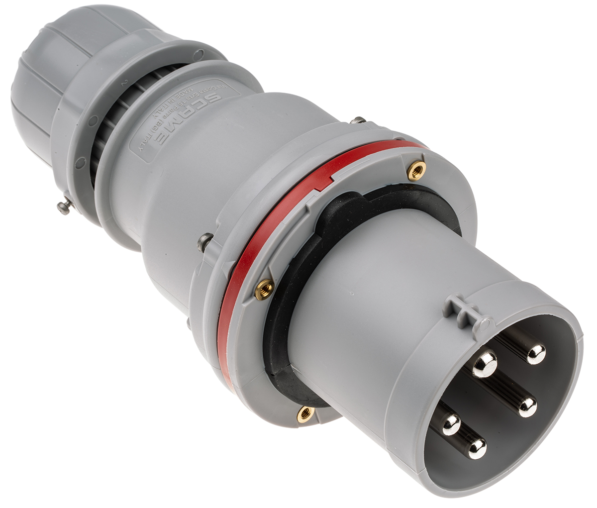 Scame IP44 Red Cable Mount 3P + N + E Industrial Power Plug, Rated At 63A, 415 V