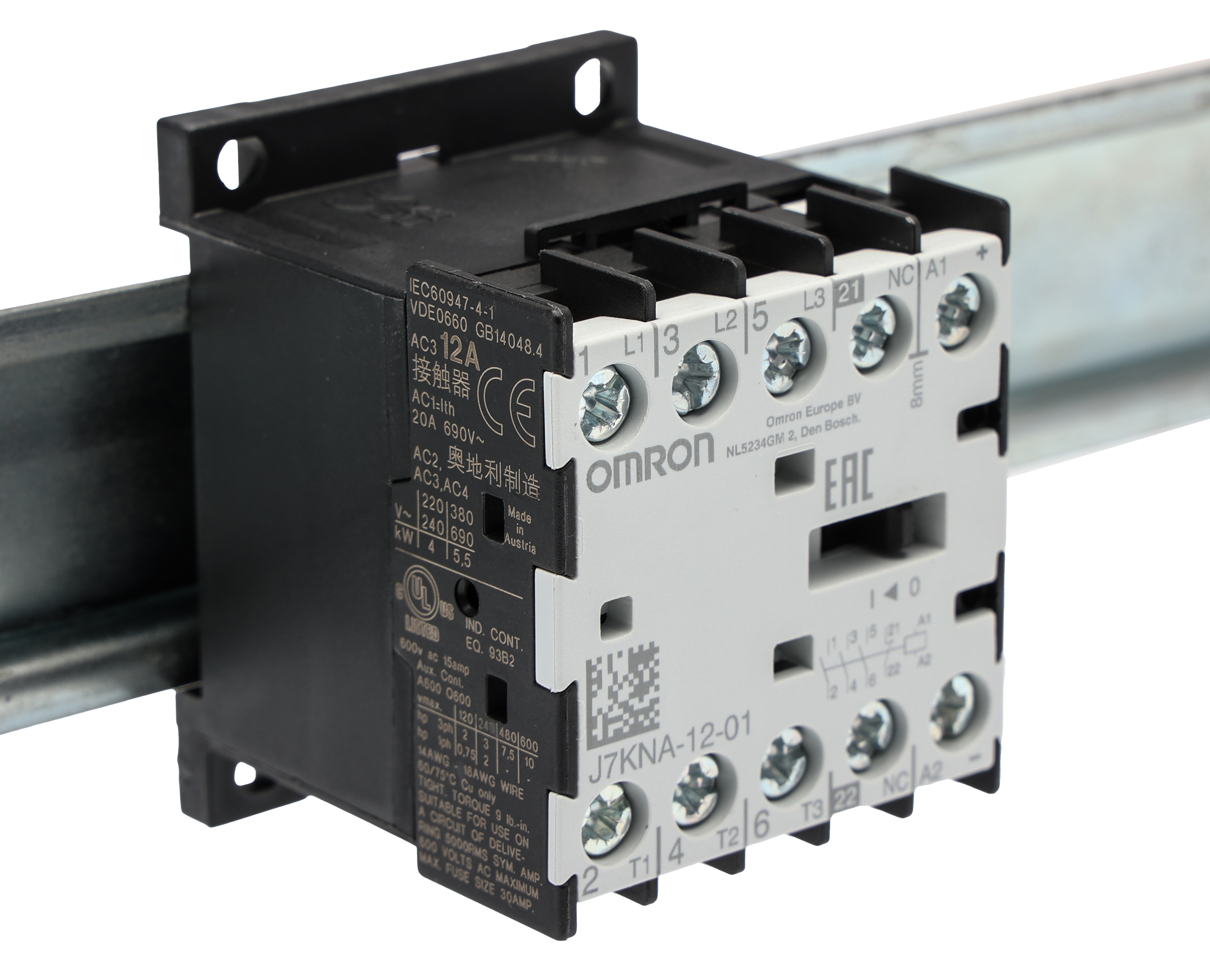 Omron J7KNA Series J7KNA Contactor, 24 V Coil, 3-Pole, 12 A, 5.5 kW, 1NC