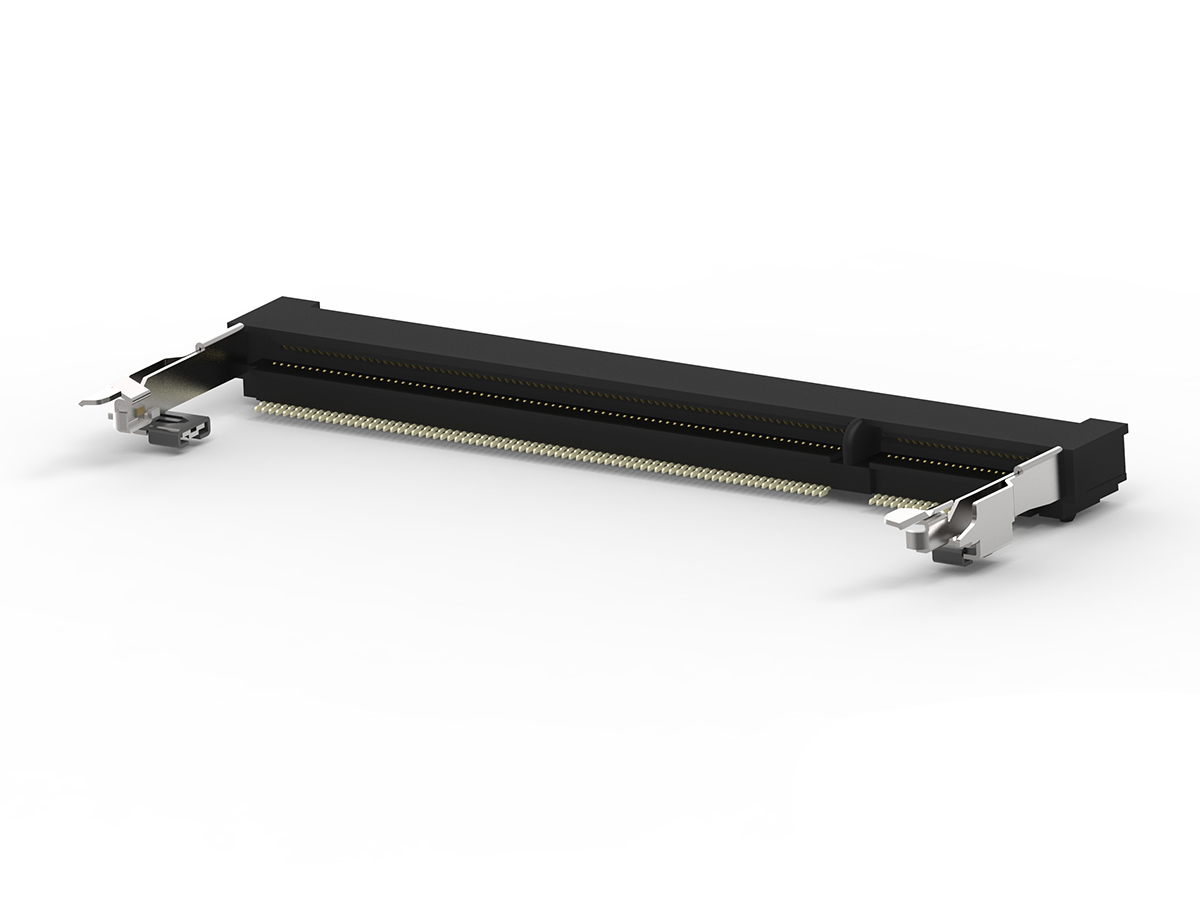 TE Connectivity 0.6mm Pitch 200 Way, Right Angle SMT Mount DDR1, DDR2 DIMM Socket ,1.8 V ,500.0mA