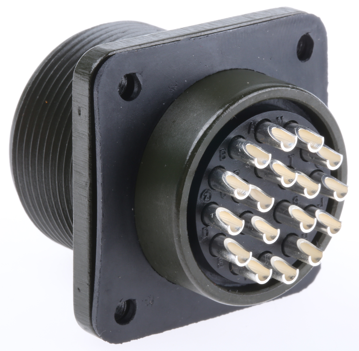 Amphenol Industrial, MS3102A, Copper Alloy 17 Way Box Mount MIL Spec Circular Connector Receptacle, Pin Contacts,Shell