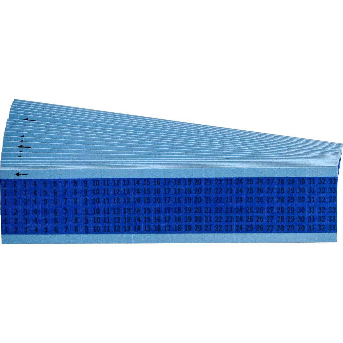 Brady 111 Adhesive Cable Label, Black on Blue, Pre-printed "1-33", for Cable Labelling, 111823