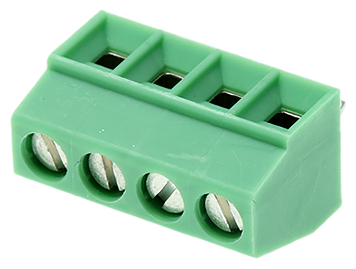 Phoenix Contact MKDS 1/ 4-3.5 Series PCB Terminal Block, 4-Contact, 3.5mm Pitch, Through Hole Mount, 1-Row, Screw