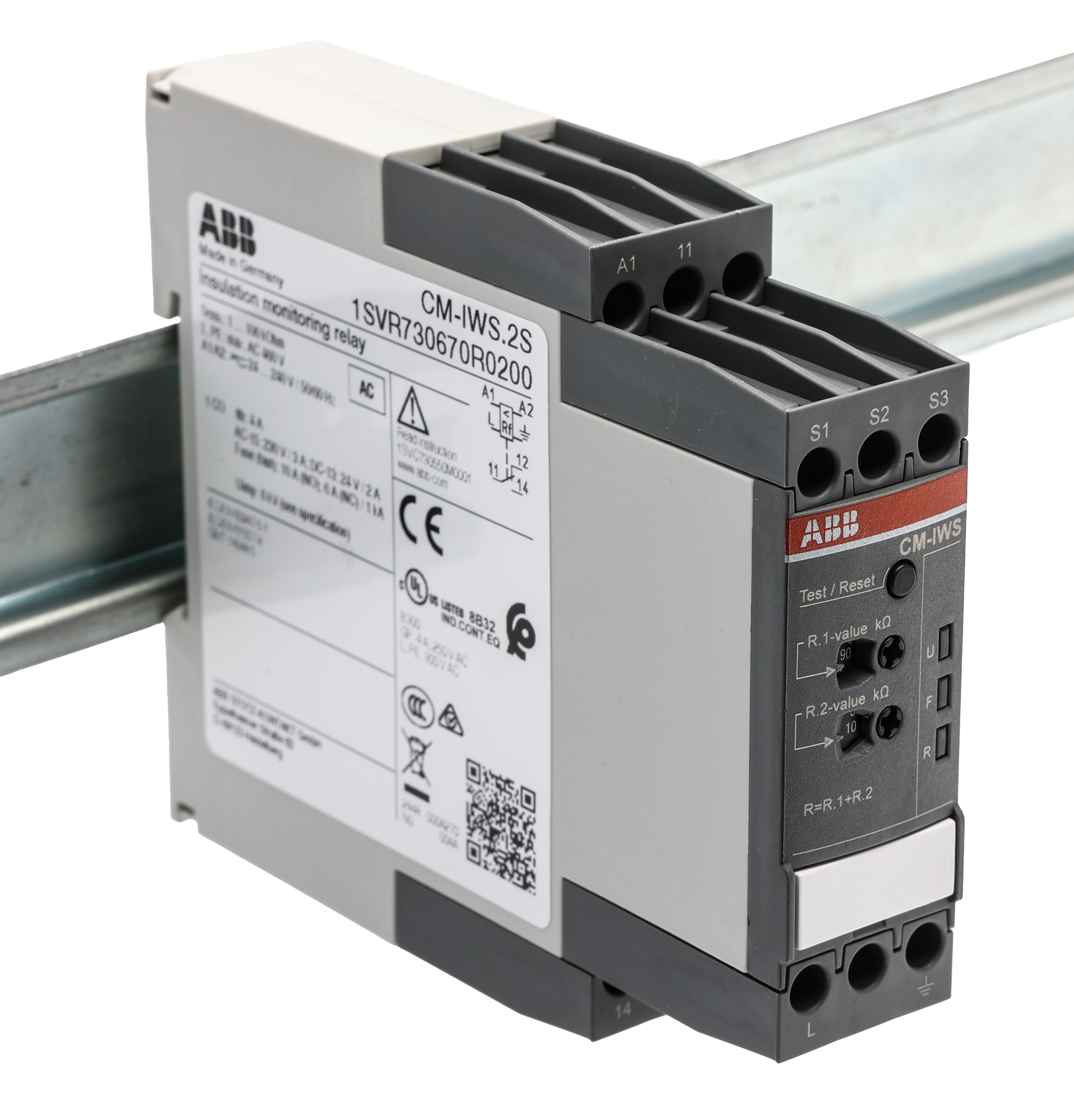 ABB Insulation Monitoring Relay, 1, 3 Phase, SPDT, 0 → 400V ac, DIN Rail