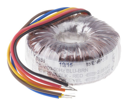 RS PRO 2 x 115V ac, 2 x 35V ac Toroidal Transformer, 500VA 2 Output