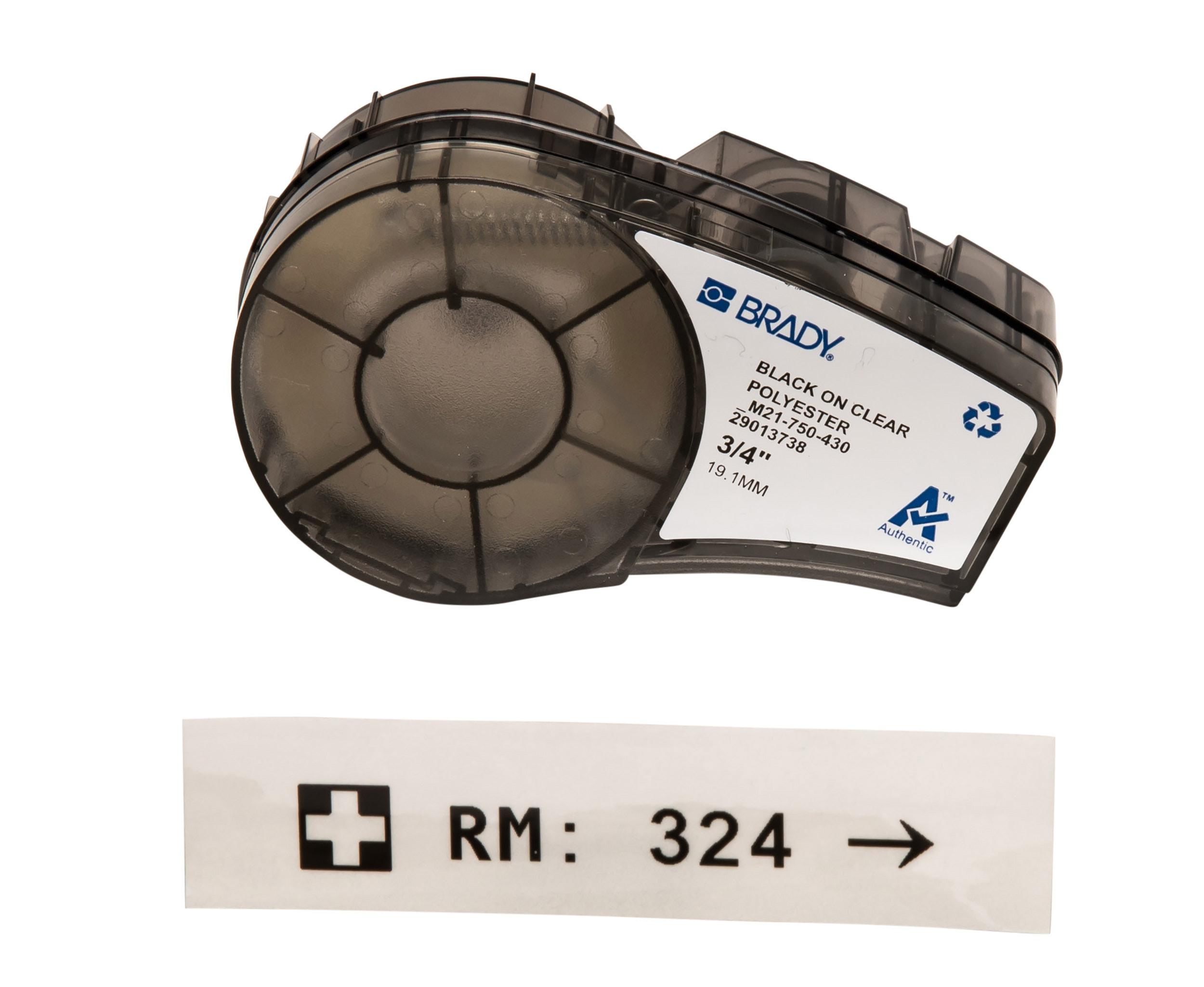 Brady B-430 Black on Black on Transparent Label Printer Tape, 6.4 m Length, 19.05 mm Width