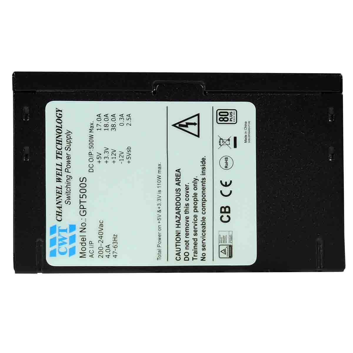 RS PRO 500W PC Power Supply, 200 → 240V ac Input, 3.3V, 5V, 5VSB, 12V, -12V Output