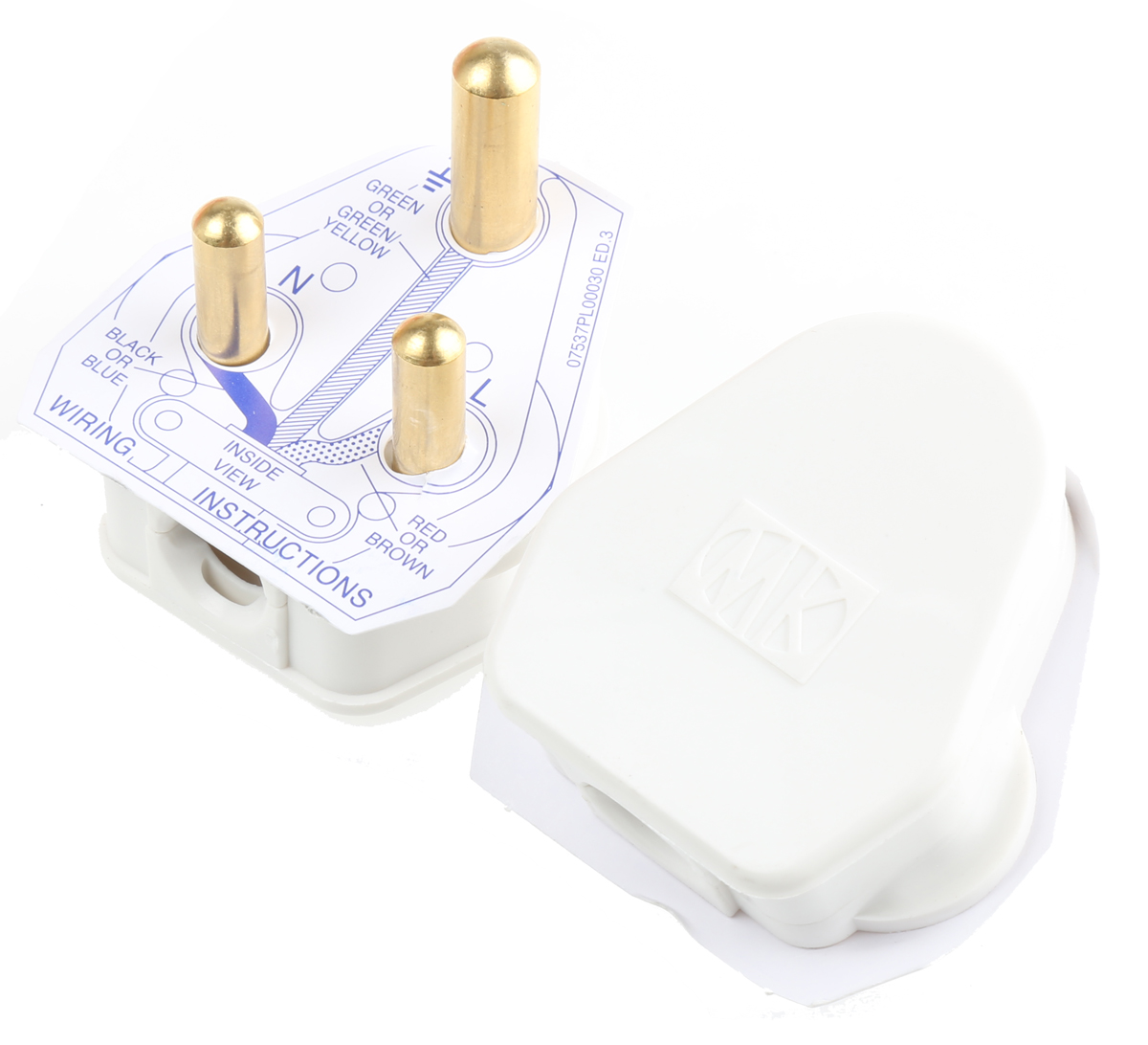 MK Electric UK Mains Plug, 15A White, Cable Mount PVC, Urea Formaldehyde