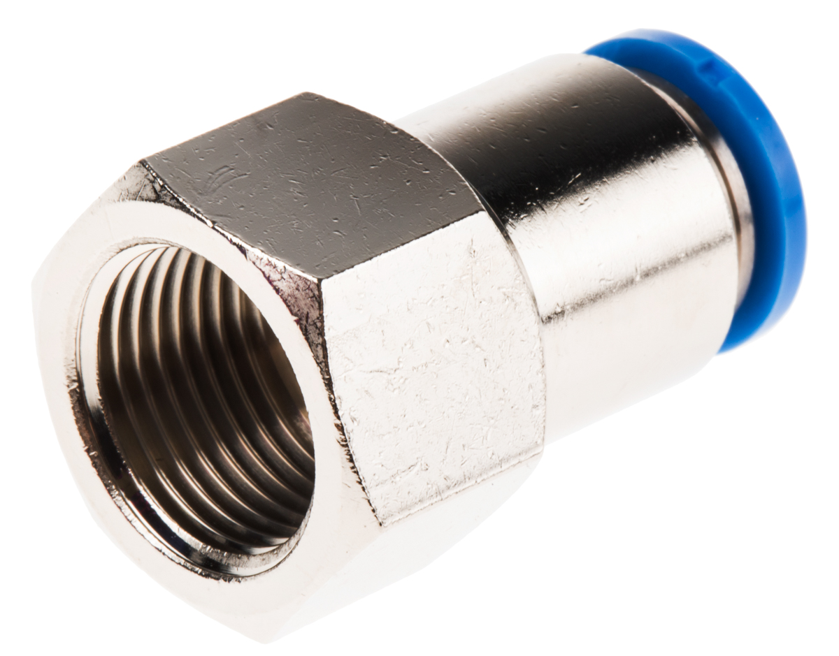 Festo QS Series Straight Threaded Adaptor, G 3/8 Female to Push In 10 mm, Threaded-to-Tube Connection Style, 153029