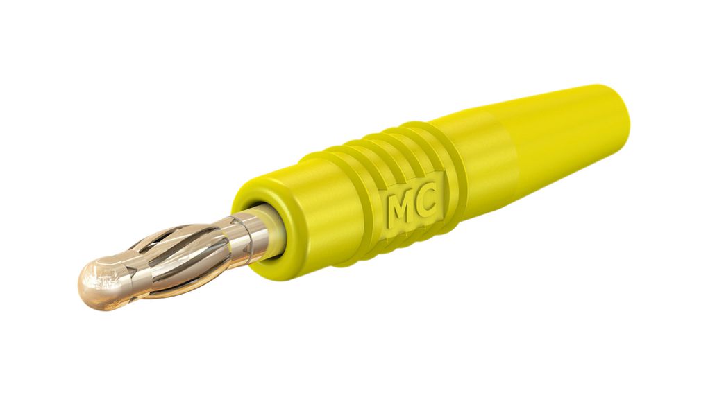 Staubli Yellow Plug Banana Plug, 4 mm Connector, Solder Termination, 32A, 30 → 60V, Gold Plating