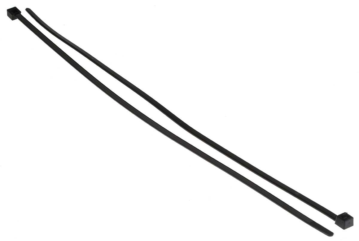 HellermannTyton Cable Tie, Releasable, 350mm x 4.6 mm, Black Polyamide 6.6 (PA66), Pk-100