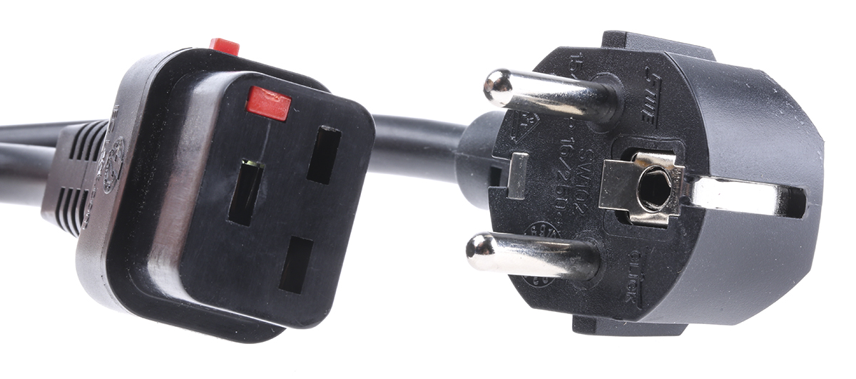 Schaffner IEC C19 Socket to CEE 7/7 Plug Power Cord, 2m