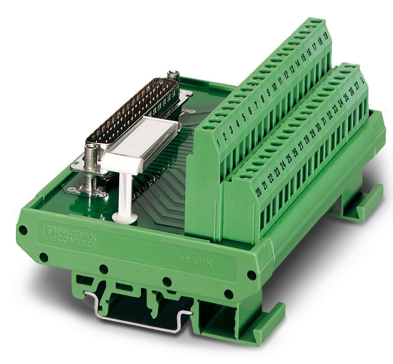 Phoenix Contact FLKM-D25 SUB/B Series 25-Contact Female Interface Module, D-sub Connector, DIN Rail Mount, 2.5A