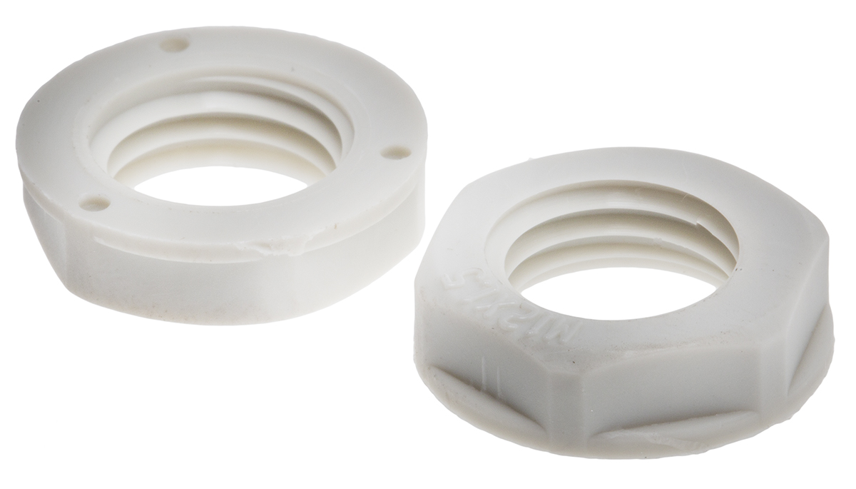 RS PRO Grey Nylon 66 Cable Gland Locknut, M12 Thread, IP68