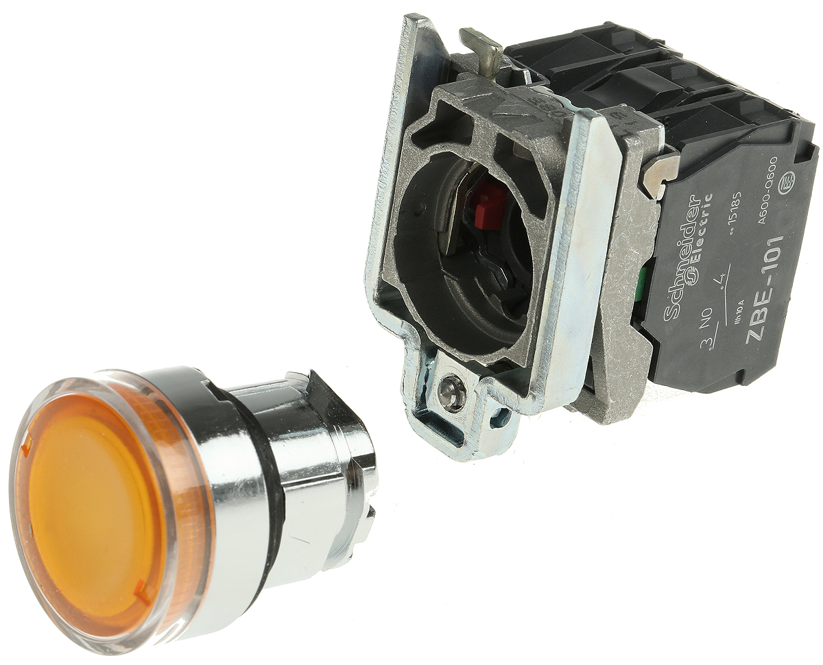 Schneider Electric Harmony XB4 Series Illuminated Push Button, Panel Mount, 22mm Cutout, SPDT