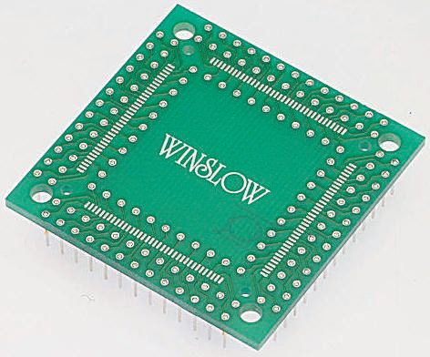 Winslow Straight Through Hole Mount 0.5 mm, 2.54 mm Pitch IC Socket Adapter, 100 Pin Female QFP to 100 Pin Male PGA