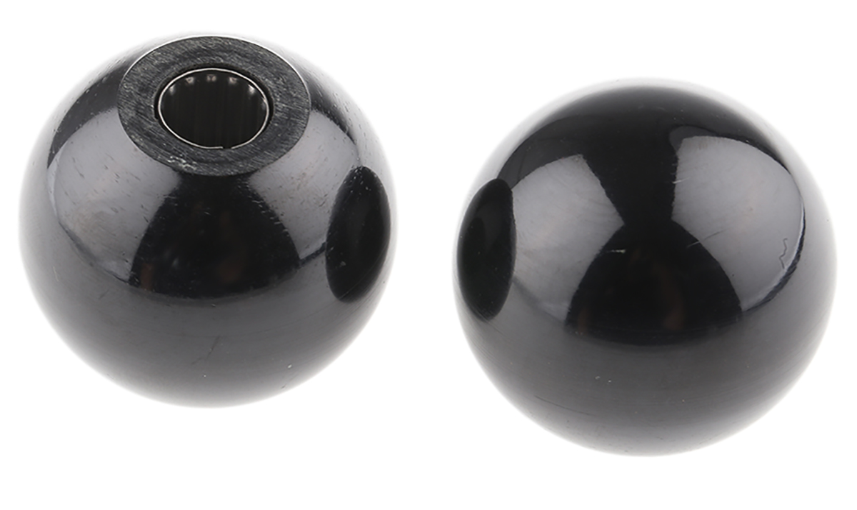 RS PRO Black Duroplast Ball Clamping Knob, Unthreaded Hole