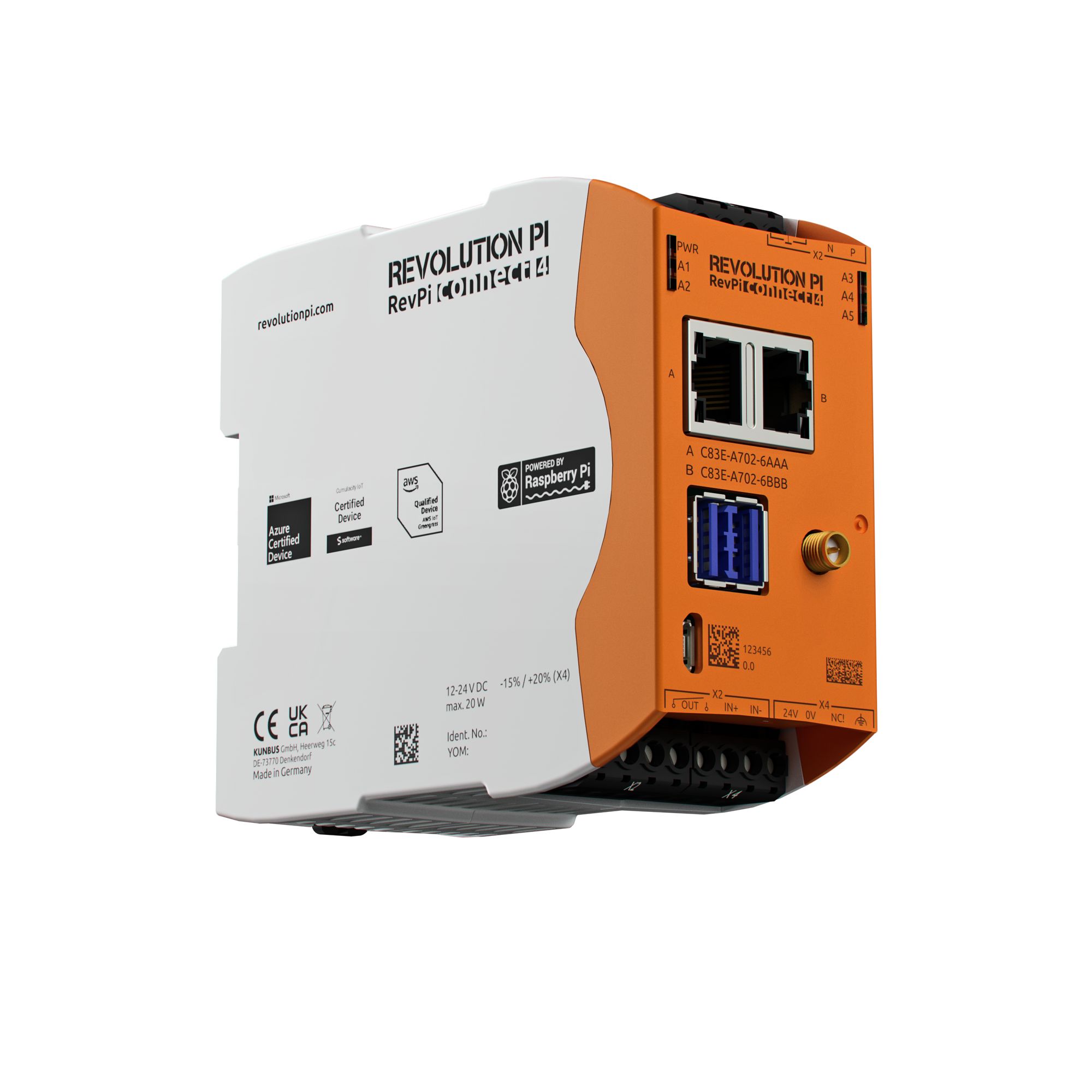 Revolution PI RevPi Connect 4, Industrial Computer, 20W, ARM Cortex 1.5 GHz, 32 GB, 4