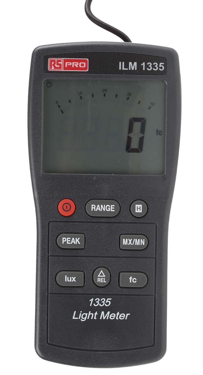 RS PRO ILM1335 Light Meter, 0lx to , ±3% rdg ±0.5% f.s