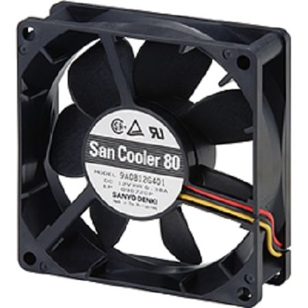 Sanyo Denki Axial Fan, 12 V dc, dc Operation, 1.12m³/min, 2.76W, 230mA Max, 80 x 80 x 25mm