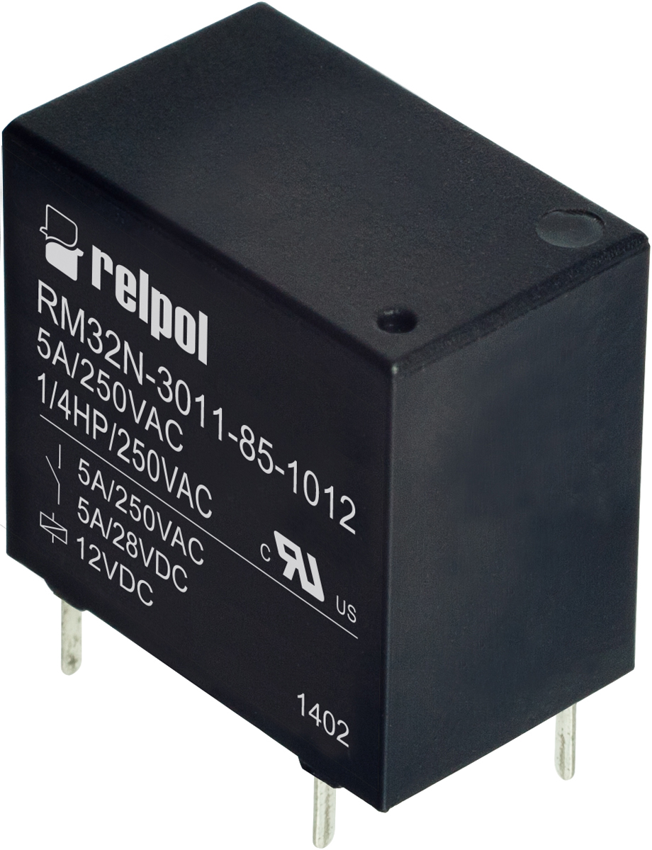 Relpol PCB Mount Power Relay, 12V dc Coil, 5A Switching Current, SPST