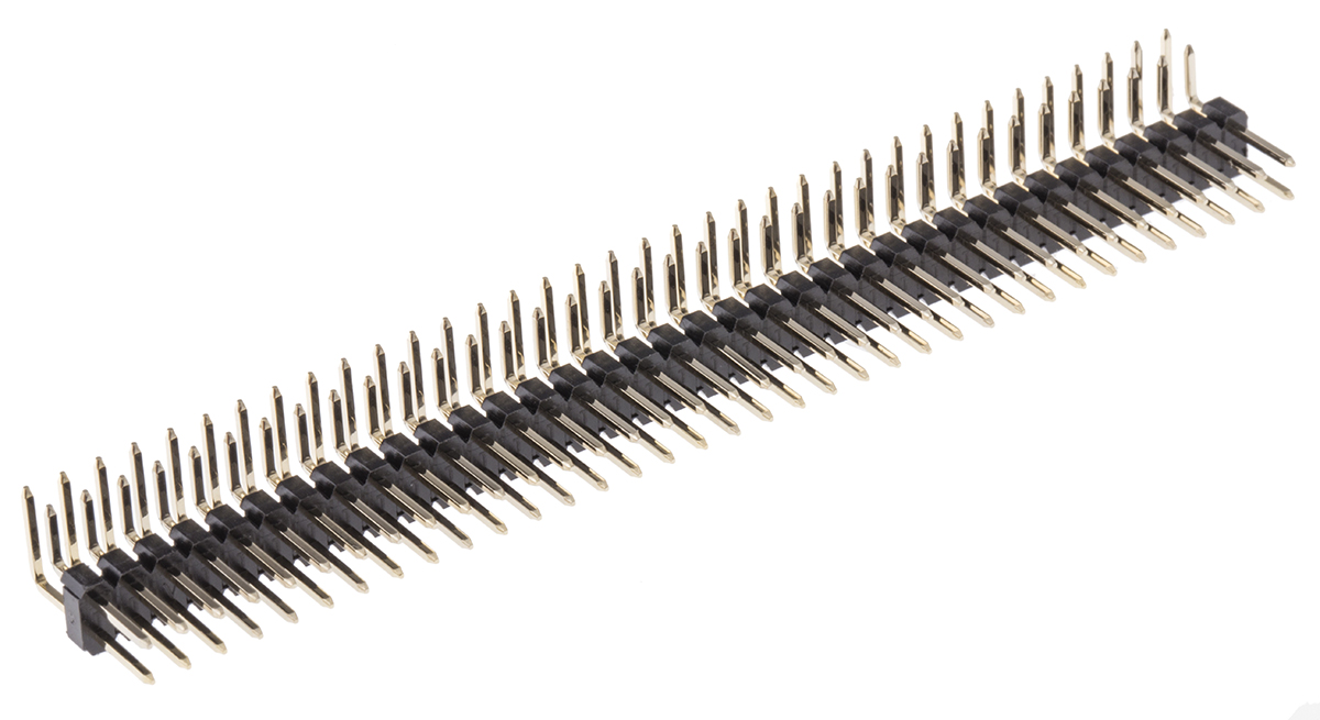 HARWIN M20 Series Right Angle Through Hole Pin Header, 72 Contact(s), 2.54 mm Pitch, 2 Row, Unshrouded