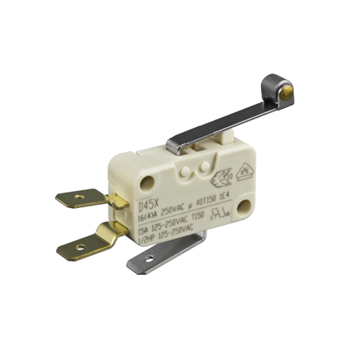 ZF Roller Lever Micro Switch, Tab Terminal, 16 A @ 250 V ac, SP-CO