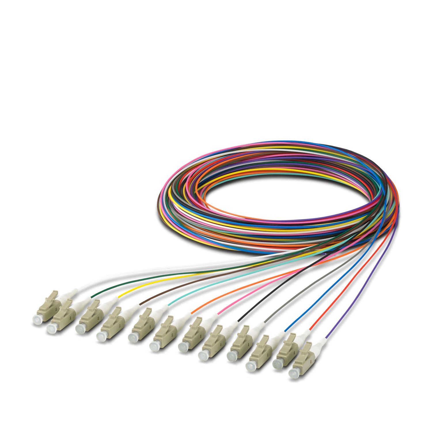 Phoenix Contact LC x 12 to Unterminated Multi Mode Fibre Optic Cable, 50/125μm, 2.5m