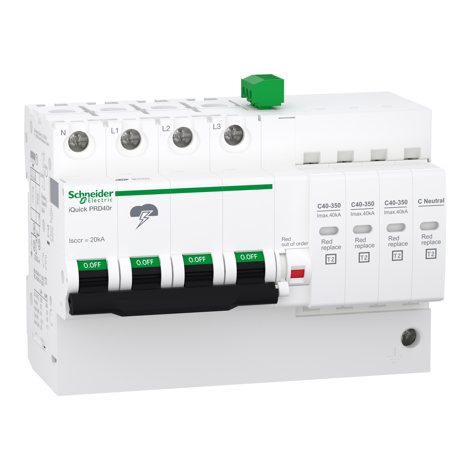 Schneider Electric Surge Protector, 20kA, DIN Rail Mount