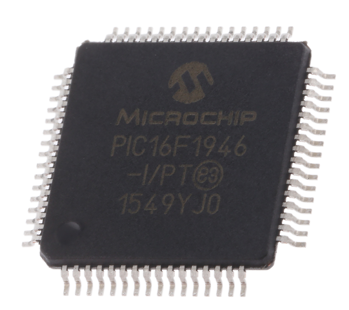 Microchip, 8 bit PIC, PIC16F1946 Microcontroller, 32 MHz, 14kB FLASH, 64-Pin TQFP