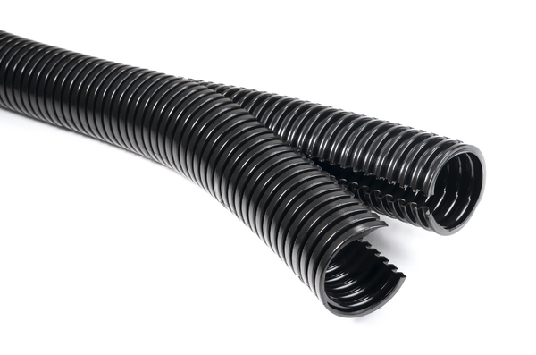 HellermannTyton Double Slit Corrugate Conduit, 21mm Nominal Diameter, Polyamide 6, Black