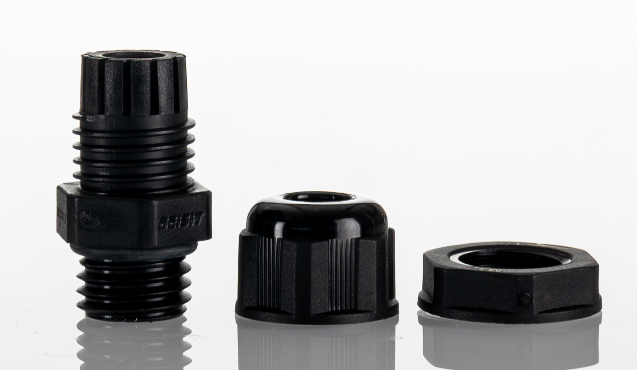 Hammond 1427NCG Series Black Nylon Cable Gland, M12 Thread, 3mm min., 7mm max., IP68