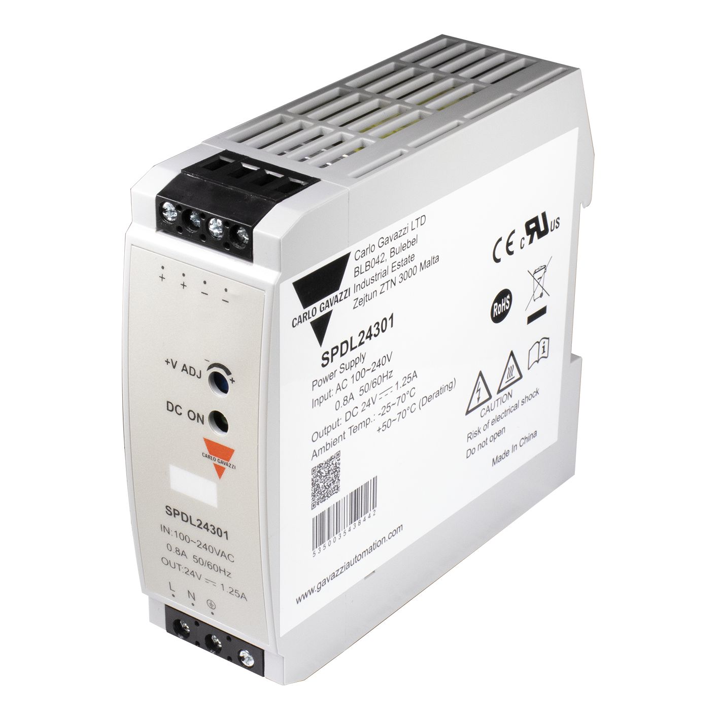 Carlo Gavazzi Switching Power Supply, SPDL24301, 24V, 1.25A, 30W, 1 Output, 100 → 240V dc Input Voltage
