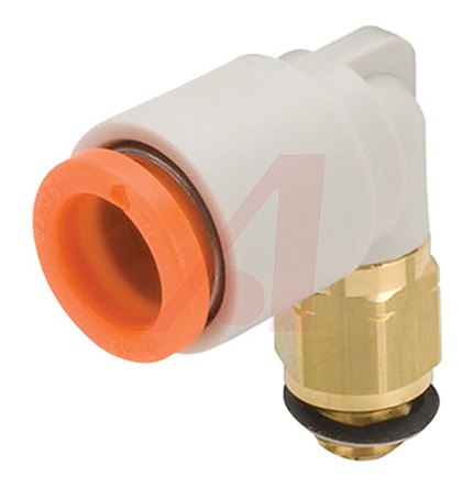 SMC KQ2 Series Elbow Threaded Adaptor, UNF 10-32 Male, Threaded Connection Style