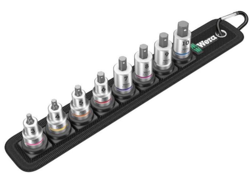 Wera 8-Piece Metric 3/8 in Bit Socket Set , Hex Bit