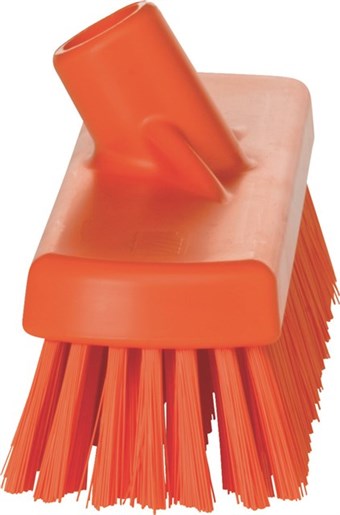 Vikan Broom, Orange With Polyester, Polypropylene, Stainless Steel Bristles for Deck washer brush