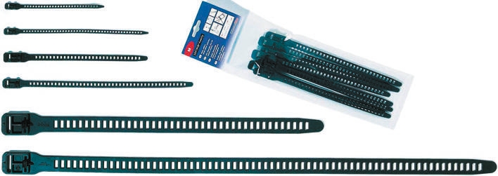 HellermannTyton Cable Tie, Releasable, 260mm x 7 mm, Black TPU, Pk-12