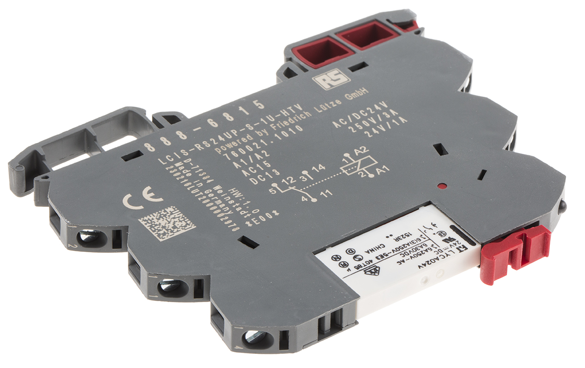 RS PRO Interface Relay, DIN Rail Mount, 24V ac/dc Coil, SPDT, 1-Pole