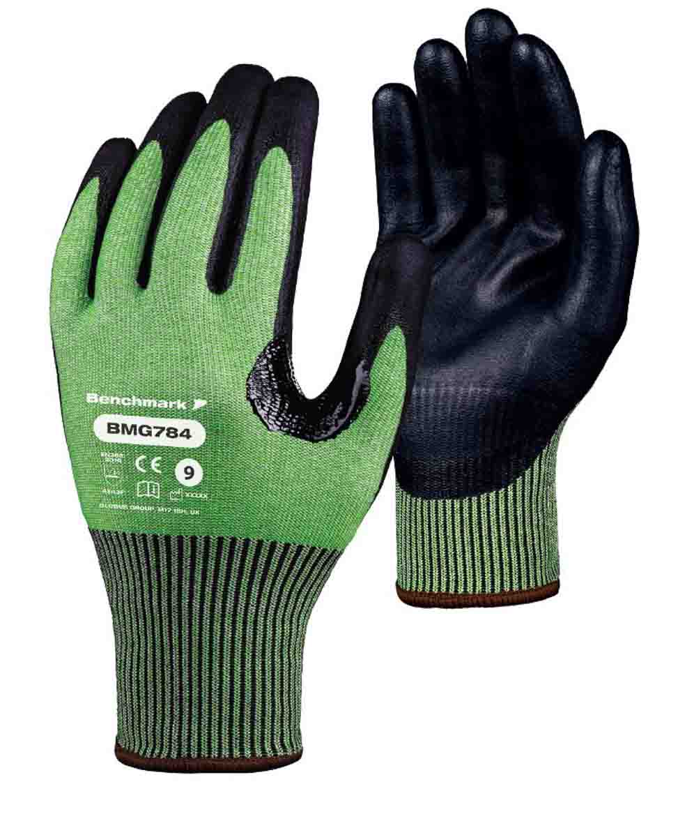 Skytec BMG784 Black, Green Nitrile Foam Work Gloves, Size 8, Nitrile Foam Coating