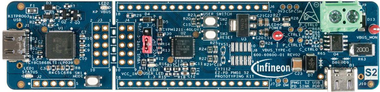 Infineon EZ-PD PMG1-S2 Prototyping Kit CYPM1211-40LQXI Evaluation Board for Microcontroller CY7112